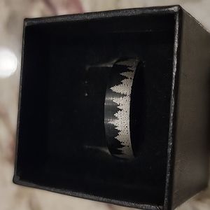 6mm Mens Wedding Band Wood Ring Forest Trees Tungsten